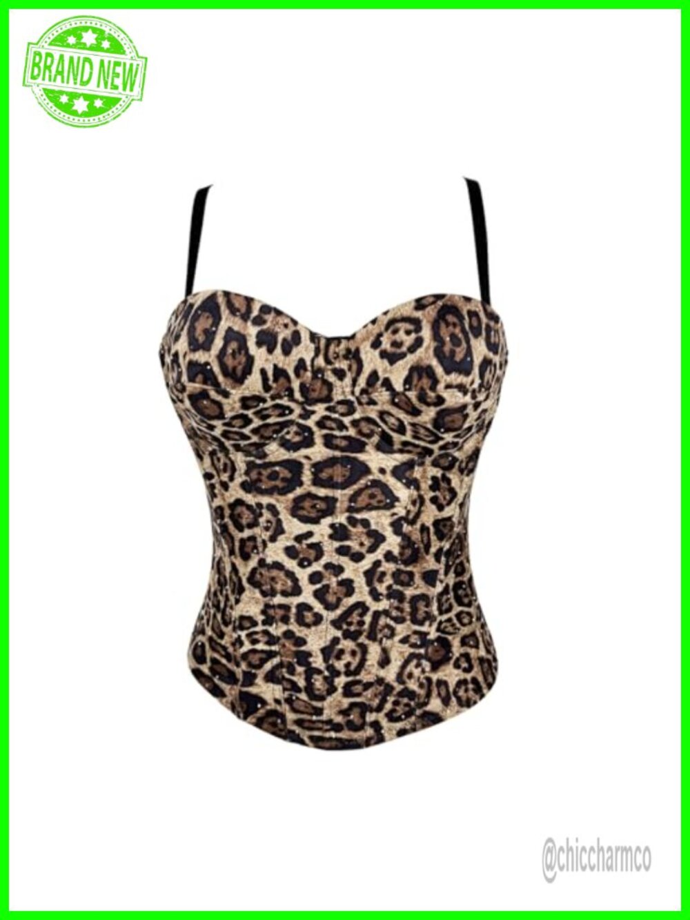 Women's Leopard Print Overbust Lace Corset Bustier Top Shapewear